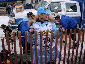 DeeDee DeeDee Jonrowe at the start of the Iditarod
